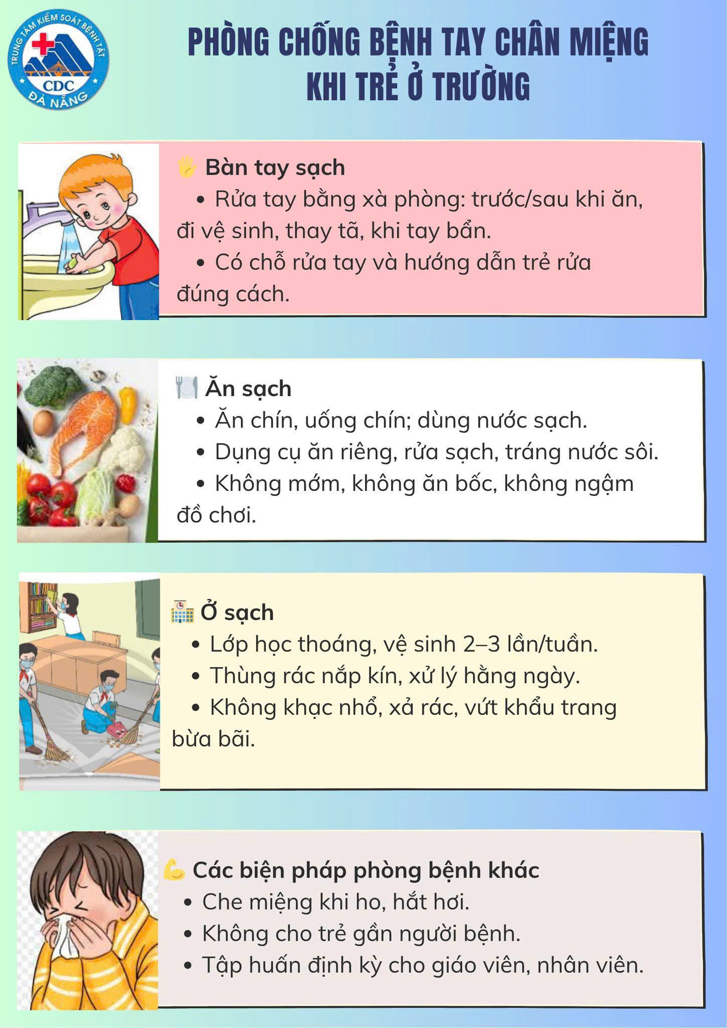 Quyết liệt thực hiện công tác điều tra, kiểm tra, xử lý, phòng, chống, điều trị bệnh tay chân miệng trên địa bàn thành phố Đà Nẵng